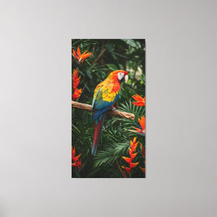 Toile Perroquet coloré perché sur une branche dans un tr