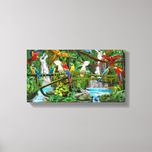 TOILE PERROQUETS DANS LE PARADIS