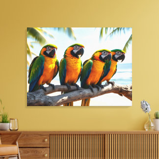 Toile Perroquets Macaw Colorés par l'Art de l'Oiseau de