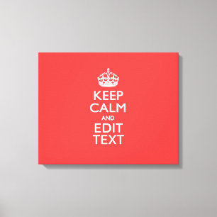 Toile Personalisé KEEP CALM Votre texte dans le corail
