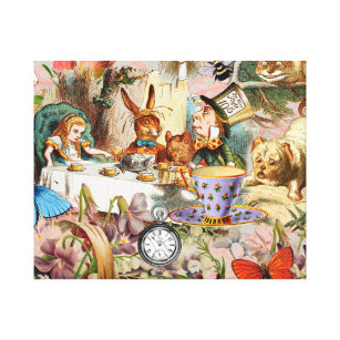 Toile Personnages de la fête du thé Alice in Wonderland