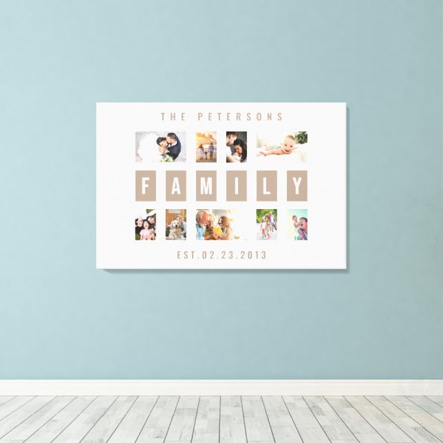 Toile Personnalisable 9 Photo Famille Moderne Collage Mu (Insitu (Plancher de Bois))