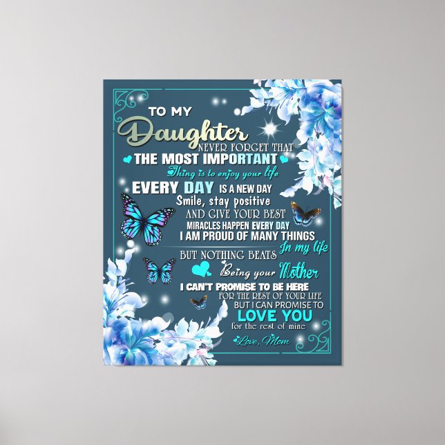 Toile Personnalisé À Ma Fille De Maman Papillon (Recto)