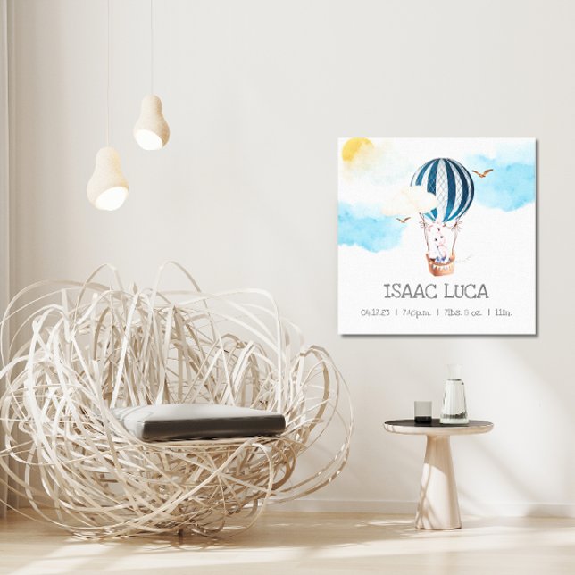 Toile Personnalisé Baby Boy Birth Stats Photo Canvas (Personalized Baby Boy Balloon Birth Stats Canvas)