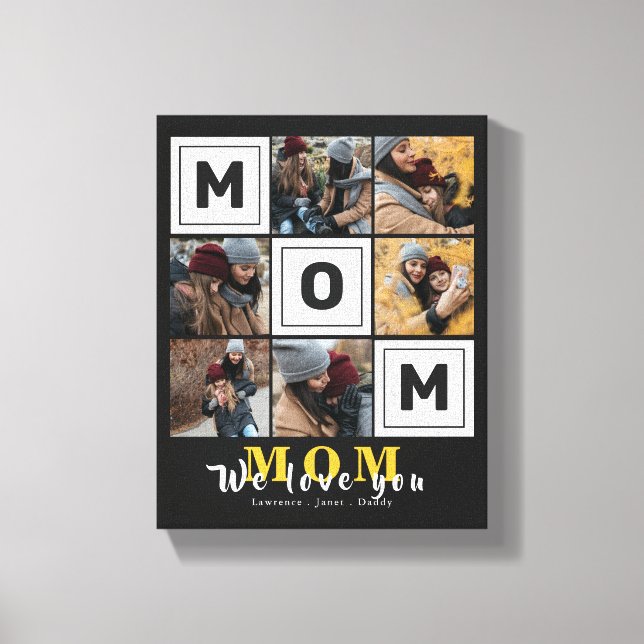 Toile Personnalisé Custom Love You maman family Photo ca (Recto)