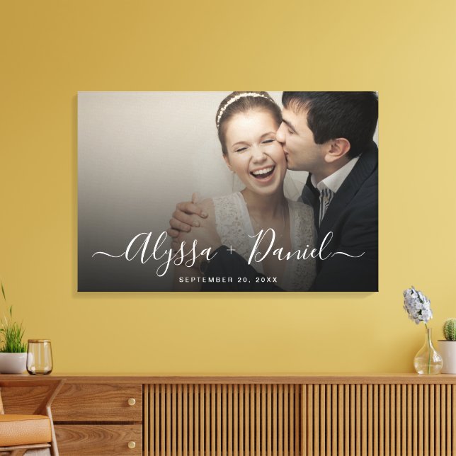 Toile Personnalisé Modern Script Names mariage photo (Insitu(Salon))