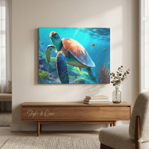 Toile personnalisée de tortue pour décoration mura