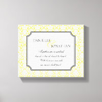 Toile personnalisée mariage damassé jaune