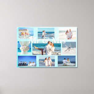 Toile Personnaliser ce Mariage Photo Collage d'art mural