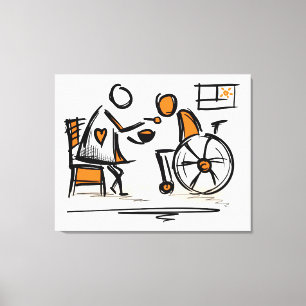 Toile Personne en fauteuil roulant. Hôpital/foyer de soi