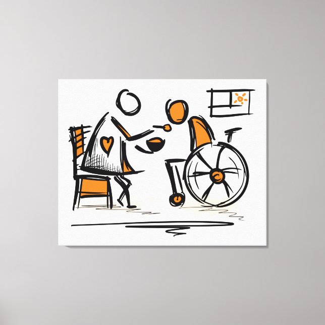 Toile Personne en fauteuil roulant. Hôpital/foyer de soi (Recto)