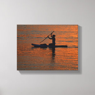Toile Personne silhoutte kayak à la rivière