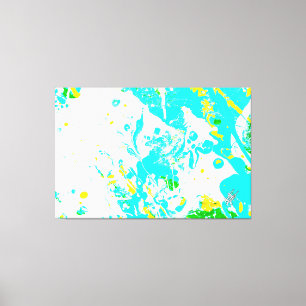 Toile Perspective Supérieure Cyan Jaune Abstrait