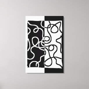 Toile Persuasion linéaire I : Abstrait noir et blanc