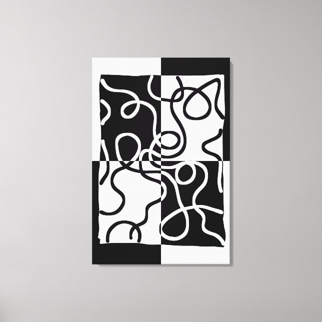 Toile Persuasion linéaire II : noir et blanc Abstrait (Recto)