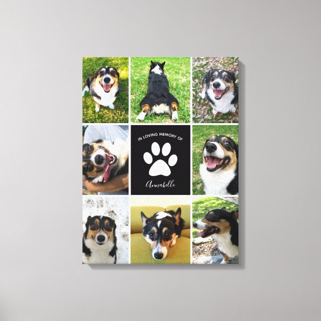 Toile Pet Memorial Custom Chien 8 Photo Collage (Recto)