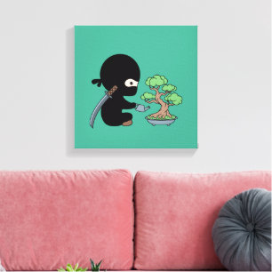 Toile Petit bonsaï d'eau Ninja sur vert
