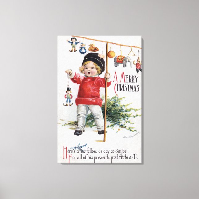 Toile Petit Garçon Montrant Ses Cadeaux (Recto)