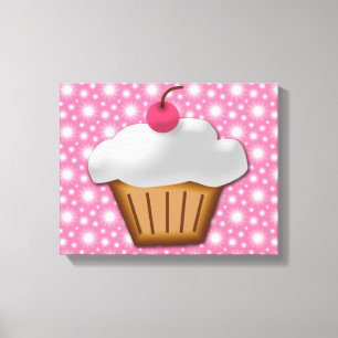 Toile Petit gâteau de coupe-circuit avec la cerise rose