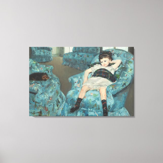 Toile Petite fille dans un fauteuil bleu, 1878 (oi (Recto)