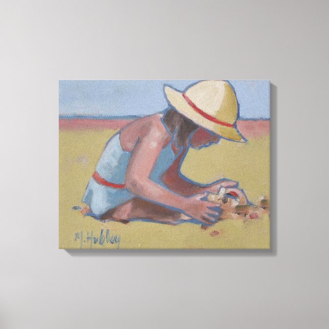 Toile Petite fille mignonne jouant dans le sable (Recto)