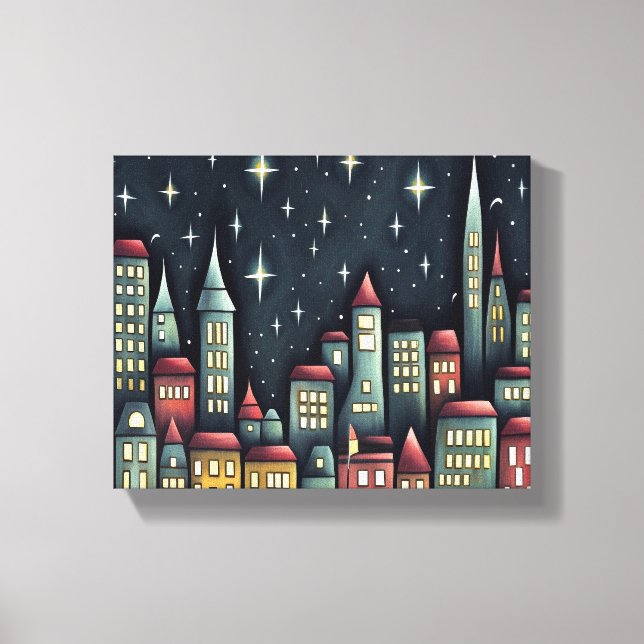 Toile Petite Ville La Nuit (Recto)