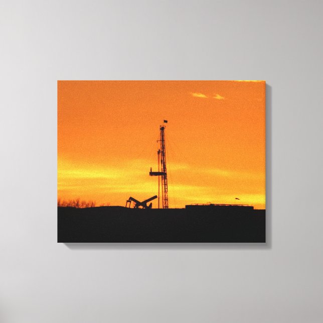 Toile Pétrole de forage au coucher du soleil (Recto)