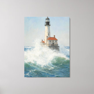 Toile Phare dans la tempête - Ocean Waves Art Imprimer