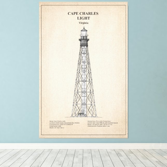 Toile Phare de Cape Charles - Virginie - SBD (Insitu (Plancher de Bois))