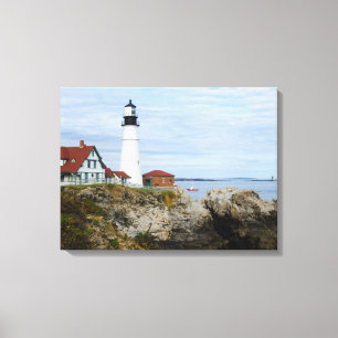 Toile Phare de Portland Headlight sur la côte rocheuse