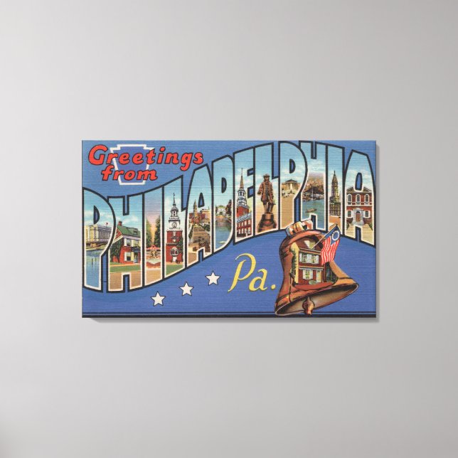 Toile Philadelphie, Pennsylvanie - Grande Lettre (Recto)