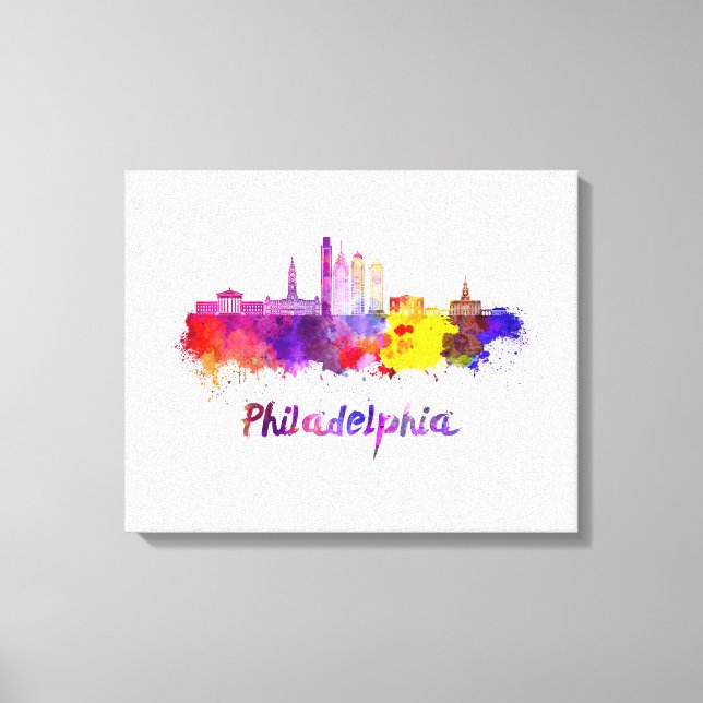 Toile Philadelphie V2 skyline in watercolor (Recto)