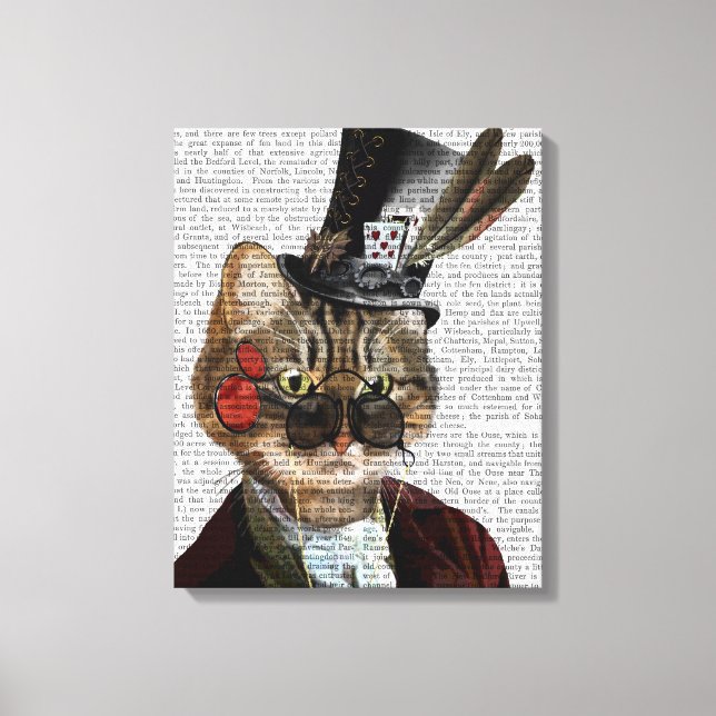 Toile Phileas Feline Steampunk Chat et chapeau supérieur (Recto)