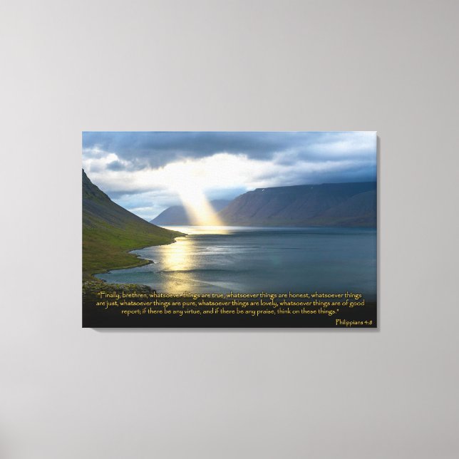 Toile Philippiens 4:8 Bible chrétienne Verse Canvas Art (Recto)