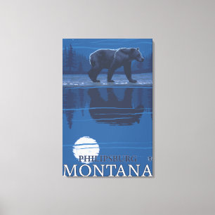 Toile Philipsburg, MontanaBear au clair de lune