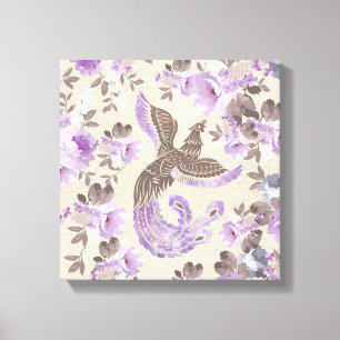 Toile Phoenix Bird avec fleurs d'aquarelle