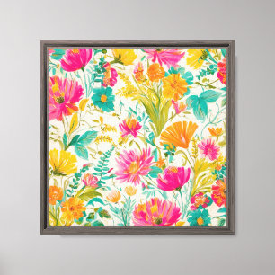 Toile Phoenix botanique Design rose et orange
