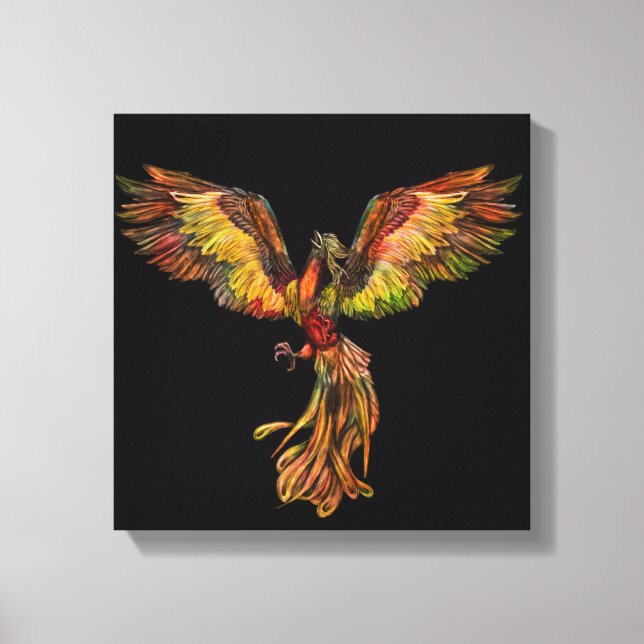 Toile Phoenix Rising - sur noir (Recto)