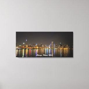 Toile Photo Canvas Chicago Skyline Nuit