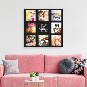 Toile Photo collage famille monogramme noir unique