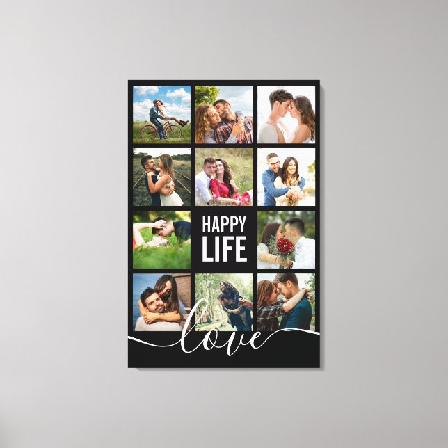 Toile Photo Collage Happy Life and Love Couple's (Recto)