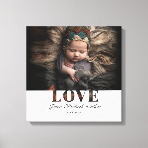 Toile Photo de bébé moderne Elegant Love Typographie Pos