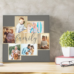 Toile Photo de famille Collage à grains de bois Cadre gr