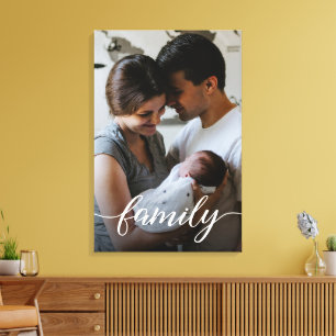 Toile Photo de famille personnalisé écriture moderne