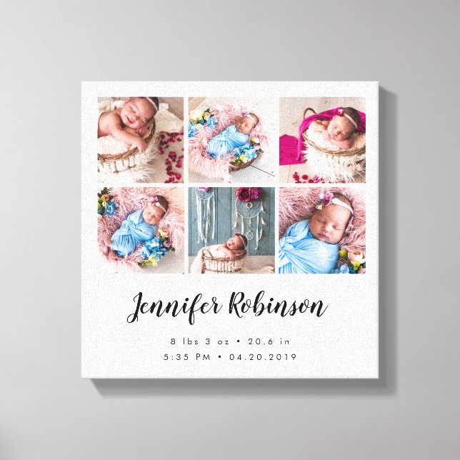 Toile Photo de l'état de naissance Collage blanc (Recto)