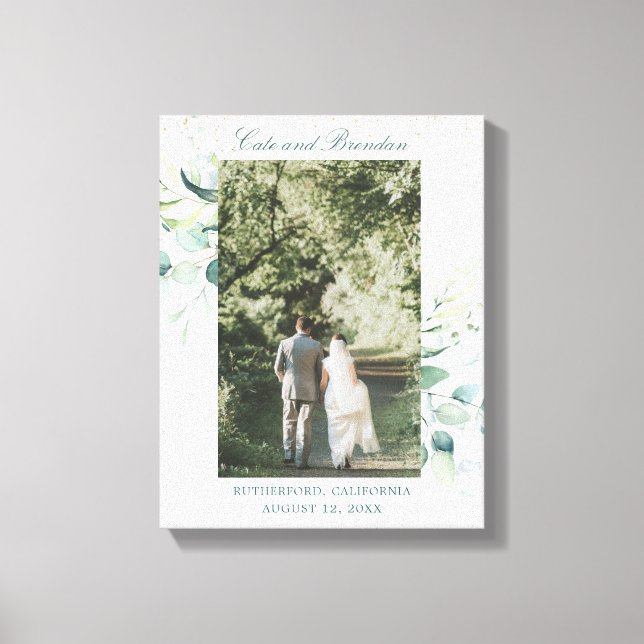 Toile Photo de mariage avec une verdure élégante d'eucal (Recto)