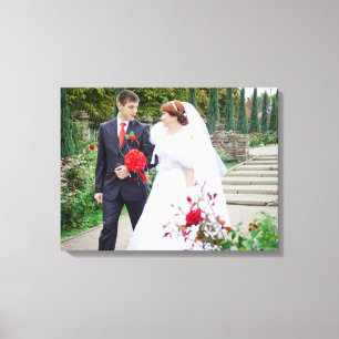 Toile Photo de mariage de la mariée et du marié avec dat