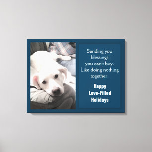 Toile Photo de mignon Chien avec papa Marine Blue Holida