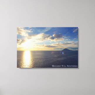 Toile Photo de paysage d'île au coucher de soleil en mer