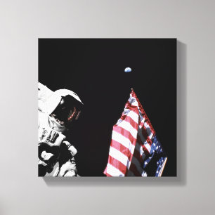 Toile Photo du drapeau américain de l'astronaute Apollo